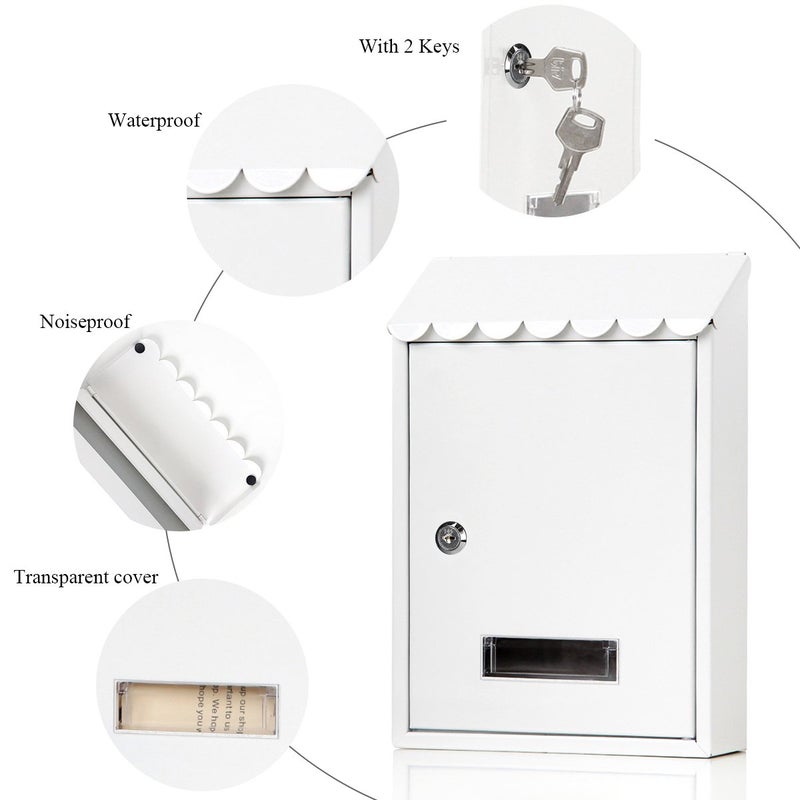 Jssmst Mailboxes Wall Mount with Key Lock â€“ Jssmst Small Mail Boxes Horizontal, 12.2 x 8.3 x 3.05 Inch, White New - Image 5